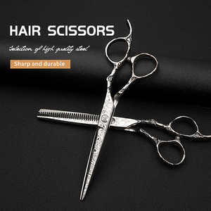 Kit de coiffure de salon professionnel 6 pouces en acier inoxydable damas ciseaux amincissants légers pour droitier cheveux à lame tranchante - Product Image 4