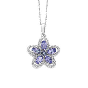 Charme en argent Sterling 925 solide meilleure qualité tanzanite pierre précieuse en forme de fleur pendentif collier romantique bijoux fins pour les femmes - Product Image 4