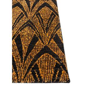 Alfombra Azalea de Lana y Seda de Bambú Anudada a Mano, Diseño Geométrico Gris y Negro, 10 mm, Rectangular, para Pasillo o Habitación, para Adolescentes, LRB-1696 - Product Image 4