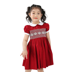 Flor Smocked estilo 2M-10Y alto grado niñas vestidos bebé niña buena calidad Príncipe vestido niños fabricante ODM OEM manga Casual - Product Image 5