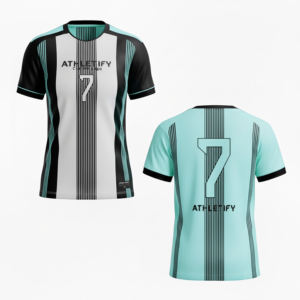 Camiseta de Fútbol Personalizada, Transpirable y Ecológica, de Poliéster de Alta Calidad, Sublimada, con Nombre de Equipo y Nombre Personalizado en la Parte Delantera - Product Image 1