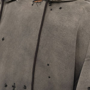 OEM personnalisé 100% coton français éponge poids lourd étiquette tissée broderie soleil délavé à l'acide fermeture éclair vers le haut hommes sweats à capuche - Product Image 3