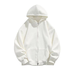 Sweat à capuche technique zippé personnalisable de haute qualité pour homme, en coton épais délavé à l'acide, coupe oversize, motif uni pour l'automne - Product Image 1