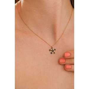 จี้เงินแท้ 925 รูปดาวและเกล็ดหิมะ พร้อมสร้อยคอประดับด้วยหินสีดำ - Product Image 1