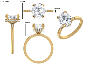 Anillo de Compromiso Solitario Vintage con Diamante Cultivado en Laboratorio de Corte Ovalado de 2.50 Ct, Certificado IGI, Halo Oculto, para Mujer, Aniversario de Bodas, 18K - Product Image 6