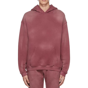 Top Design Broderie Délavé Français Casual Wears Logo Personnalisé Patch Terry Distressed Brodé Zip Up Acid Wash Hoodies - Product Image 1