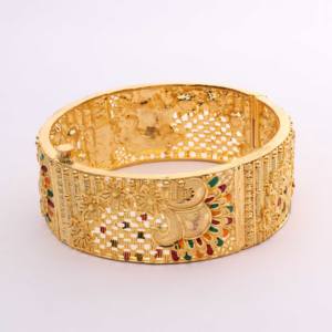 กำไลเคลือบทองสำหรับงานแต่งงานและโอกาสพิเศษ Kada แบบดั้งเดิมสำหรับทองแดงและทองเหลือง chapado En Oro laminado - Product Image 2