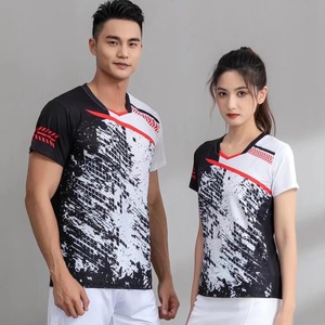 Marque Qualité Uniformes À Séchage Rapide Tennis De Table Vêtements pour Hommes Femmes À Manches Courtes Badminton T-Shirt Imprimer Sportswear - Product Image 4