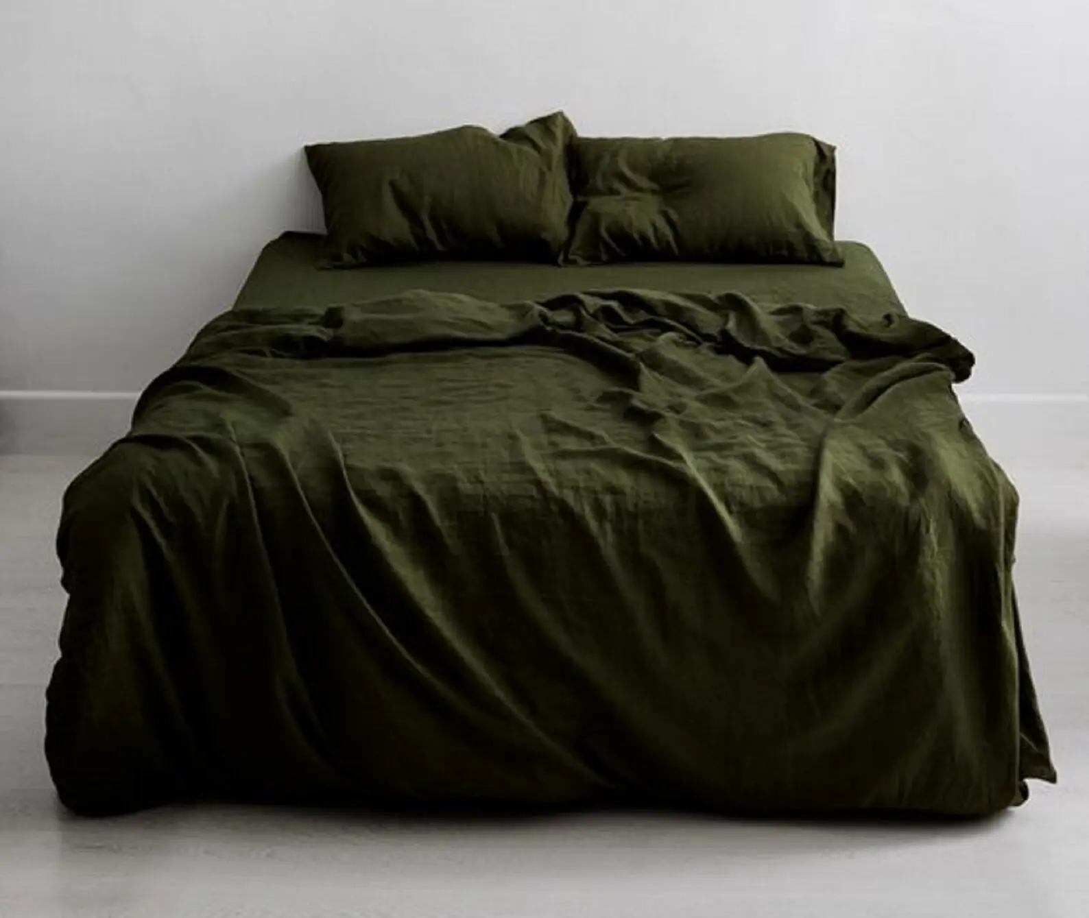 Plain Olive Green Flat Sheet Pure Cotton Bedsheet Set Natural Hand Dyed Bedding Set Handmade Bohemian Sheet Bed Runner