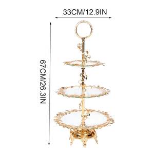 Bandeja de Servicio Moderna y Elegante de Cristal y Metal para Encimera, Apta para Lavavajillas, Ideal para Exhibir Dulces, Frutas, Pasteles y en Fiestas - Product Image 2