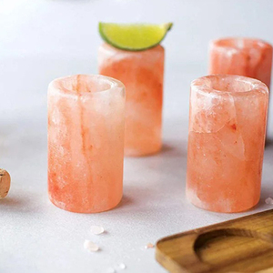 Vasos de chupito de sal del Himalaya Rosa personalizados Artesanías naturales únicas con estilos de lámpara ornamental Presentación de sal cruda - Product Image 3