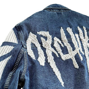 Veste en jean personnalisée 2025 coutures contrastées Vestes en jean noir délavé vintage pour hommes - Product Image 3