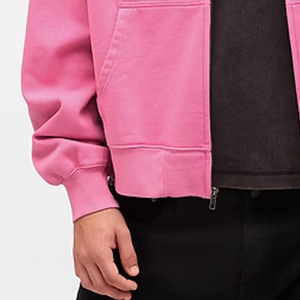 Sweat à capuche pour homme avec poignets côtelés et fermeture éclair, couleur unie, avec cordon de serrage réglable et logo personnalisé, vêtement décontracté pour l'hiver - Product Image 3