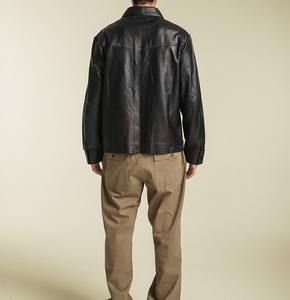 Vente en gros Tendance Veste Slim-fit de haute qualité Veste en cuir pleine fleur noire attrayante pour hommes 2024 - Product Image 4