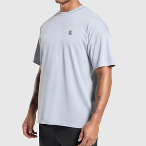 T-shirt pour homme en coton et fibre de bambou de haute qualité, couleur unie, surdimensionné, lourd, vintage, taille plus, respirant, vierge - Product Image 3