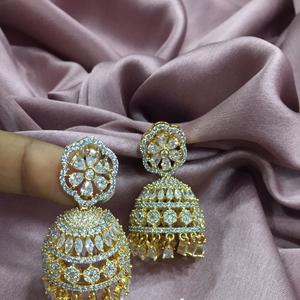 Boucles d'oreilles polonaises en or de qualité supérieure avec pierre CZ élégante, parfaites pour les fêtes, boucles d'oreilles modernes pour femmes - Product Image 1