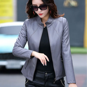 Chaqueta de cuero informal para mujer con cremallera manga larga prendas de vestir exteriores elegantes perfectas para trajes de Otoño Invierno - Product Image 1