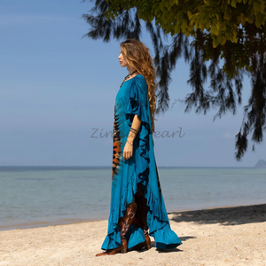 Hot Selling Good Quality Womens <b>Beach</b> Clothing Boho Chic <b>Kaftan</b> Dress Boho Lady Sundress Elegant Cold Shoulder Poncho <b>Kaftan</b> OEM - Product Image 6