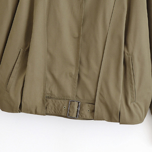 Veste d'aviateur décontractée pour femme, en polyester tissé respirant, style vintage, avec boucle, ceinture, manches longues et col à revers, mode été - Product Image 6