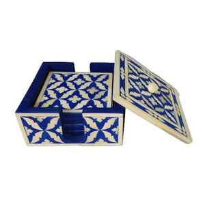 Posavasos con incrustaciones de hueso con soporte Forma cuadrada Logotipo personalizado Posavasos de café con incrustaciones de hueso indio hecho a mano de alta calidad - Product Image 4