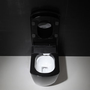 WC intelligent noir avec jet d'eau, style japonais S380, WC japonais à poser au sol sans réservoir d'eau pour salle de bain noire - Product Image 3
