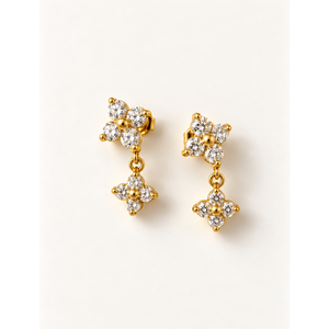 Pendientes de botón con doble trébol - Product Image 1