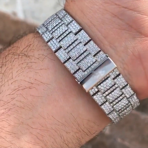 Montre en acier inoxydable de haute qualité avec moissanite incrustée, bracelet de 20 mm pour hommes et unisexe, meilleur prix de gros pour les bijoux - Product Image 4