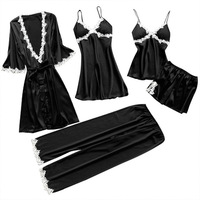 2021 Hete Verkoop Zachte Hoge Kwaliteit Polyester Geweven V-Hals Mouwloze Dames Effen Nachtkleding Sets Multi-Color Thermisch Ademend