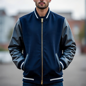 Veste de baseball d'hiver chaude pour hommes, couleur unie, col ras du cou, manteau universitaire, veste universitaire boutonnée pour garçons adultes - Product Image 3