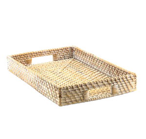 Plateau décoratif en rotin tissé à la main plateau en rotin vert carré festonné plateau de service vente chaude - Product Image 1