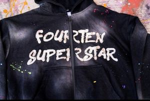 Fabricantes de ropa de aduanas French Terry Stone Acid Wash Cremallera con capucha Rhinestone desgastado Sudadera con capucha Chaqueta Hombres - Product Image 6