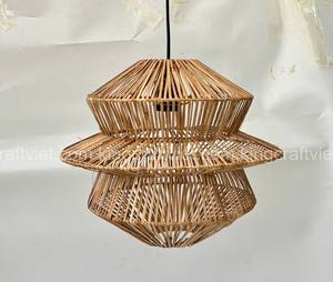 Pantalla de Ratán Artesanal Vintage de Vietnam, Lámpara Colgante Moderna Única de Jacinto de Agua, Accesorios de Iluminación de Techo para el Hogar - Product Image 6