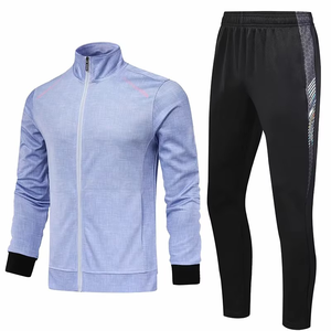 Ensemble de survêtement pour homme à manches courtes, léger, imprimé football, uni, respirant, séchage rapide, fermeture éclair intégrale, vêtements de sport pour adultes - Product Image 5