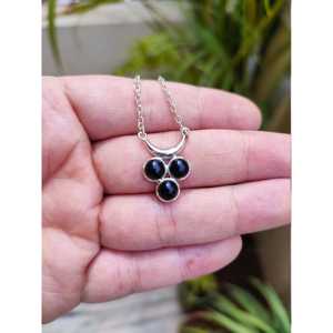 Handmade 925 Solid <b>Sterling</b> <b>Silver</b> Pendant <b>Locket</b> Chain <b>Necklace</b> with Black Onyx Boho Style Moon Shape Women's Gift - Product Image 6