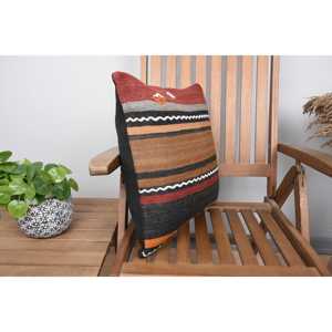 Brown Wool Kilim Pillow 18x18 Inch Luxury <b>Fluffy</b> Patterned Cushion Woven Vintage Square Print Feather for <b>Bedding</b> Christmas - Product Image 2