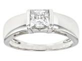 <b>Mens</b> Classic Emerald Cut Moissanite Prong Setting 925 Sterling Silver Certified 6 Gram Wedding Anniversary Engagement <b>Ring</b> - Product Image 3