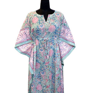 Women <b>Kaftan</b> <b>Dresses</b> Casual Comfortable Luxury Long Size Hand Block Printed Soft Cotton Voile <b>Kaftan</b> Nightwear for Bulk Supply - Product Image 5