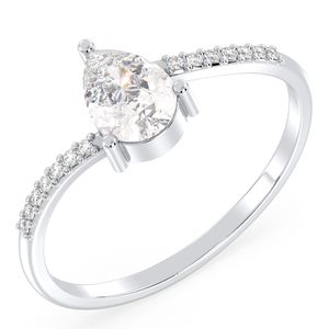 แหวนแต่งงาน REYES คุณภาพสูง ทองคำขาว 14K สำหรับผู้หญิง ทรงลูกแพร์ ประดับเพชรโมอิสซาไนต์ 0.8 กะรัต แหวนหมั้นแบบโซลิแตร์ เครื่องประดับชั้นดี - Product Image 2