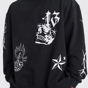 Ensemble de survêtement de haute qualité surdimensionné avec logo imprimé en relief personnalisé, survêtement uni ajusté pour homme - Product Image 2