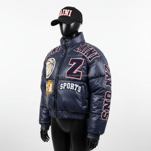 Premium Women Puffer Jacket 260GSM Glossy Nylon <b>Fabric</b> Quilted Custom Embroidery Logo Winter Wear Puffer Jacket for women - Product Image 4