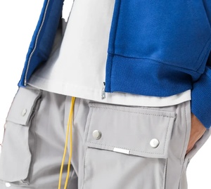 เสื้อฮู้ดผ้าคอตตอนสีเขียวเข้มมีซิปขนาดใหญ่พิเศษโลโก้กำหนดเอง - Product Image 6