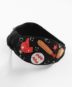 ที่คาดผมฮาโลวีน, ที่คาดผมแมงมุมผี Boo, แถบคาดศีรษะลูกปัดคำสั่ง, ที่คาดผมทำด้วยมือ, ที่คาดผมกว้าง, - Product Image 2