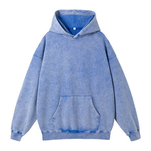 Venta al por mayor Stone Vintage Washed Hoodie Tie Dye Acid Wash Hoodie Heavyweight Cotton French Terry Oversized Men's Hoodies - Product Image 5