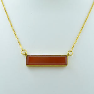 Collar de piedras preciosas con forma de Baguette de cornalina Natural de Plata de Ley 925 chapado en oro para bodas al por mayor - Product Image 1