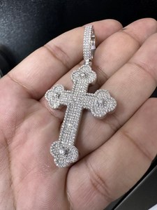 Tishya Diamond 2.69ctw VVS D Hip Hop <b>Jewelry</b> 925 Silver Moissanite <b>Cross</b> Pendant Rose Gold/Gold Plated Charm Pendants Women's - Product Image 2