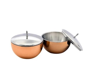Bol à riz en cuivre Vaisselle de luxe Bol en cuivre de service Bol en cuivre 2 pièces de haute qualité avec couvercle - Product Image 2