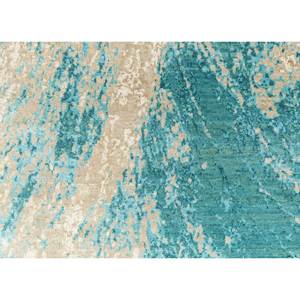 พรมทัตต์วัมสีน้ำเงินถักมือจากขนสัตว์และไหมไผ่ ลายแบบนามธรรม รูปทรงสี่เหลี่ยมผืนผ้า สำหรับตกแต่งบ้าน ห้องนั่งเล่น ห้องนอน ทำจากวัสดุผ้าฝ้าย - Product Image 3