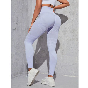 Leggings de yoga taille haute sans couture à séchage rapide pour femmes contrôle du ventre en tissu respirant pour les entraînements de gymnastique décontractés - Product Image 3