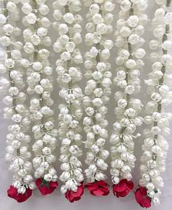 Artificial Jasmim Buds (Mogra) & Rose Cordas Guirlandas Pacote de 6 | 2.5 Ft (30 polegadas) Hangings florais - Product Image 1