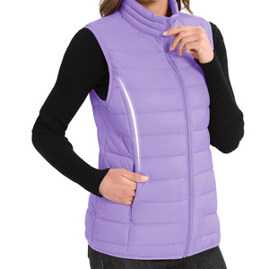 Style de luxe col montant gonflé gilet avec fermeture éclair Logo personnalisé chaud long coton bouffant femmes formel hiver usage extérieur - Product Image 3